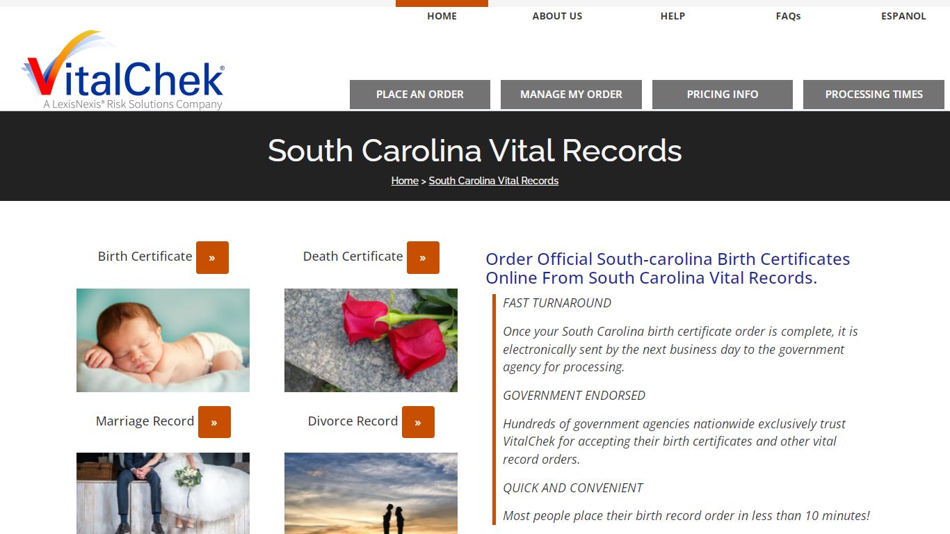 South Carolina (SC) Birth Certificates | Order Records - VitalChek