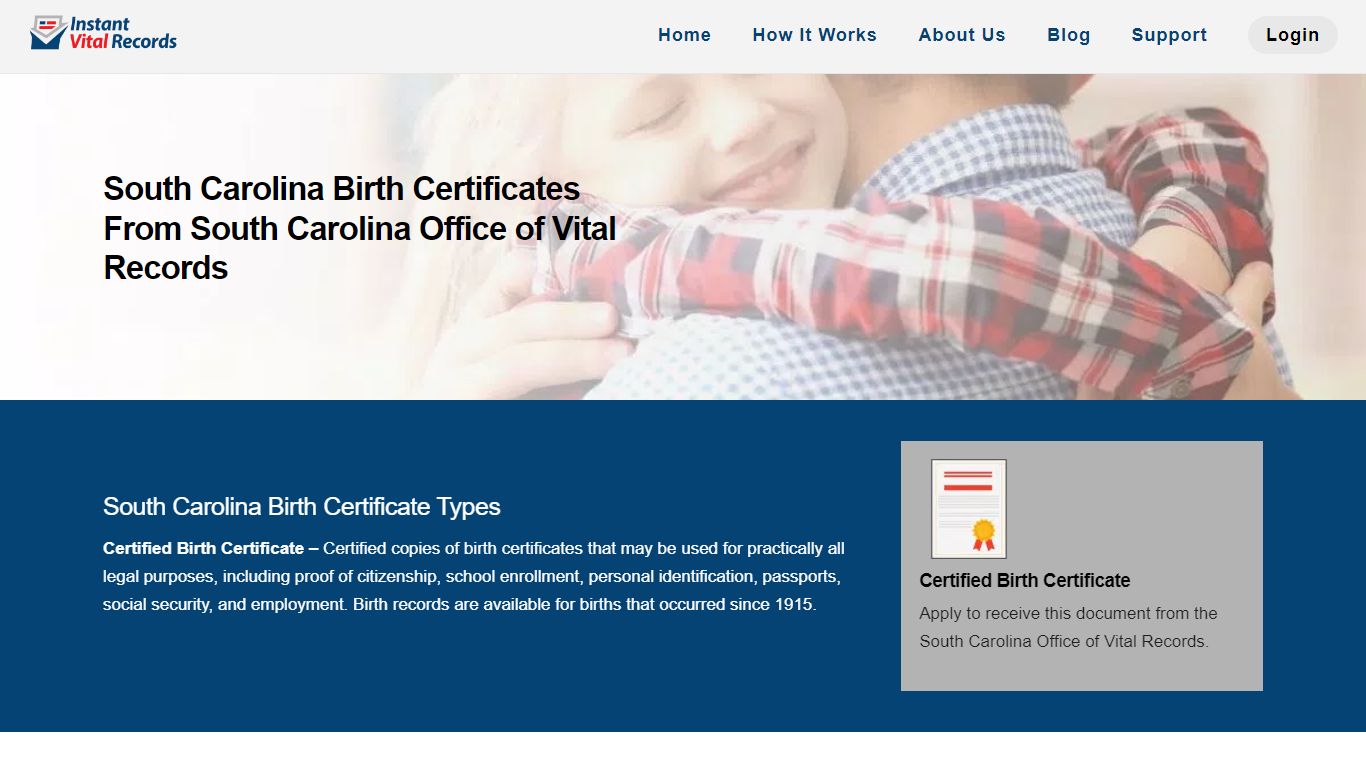 South Carolina Birth Certificate Replacement - InstantVitalRecords